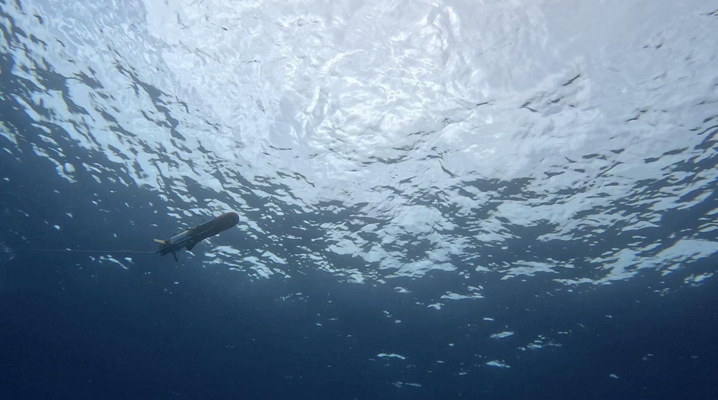 MIT SeaBeaver UUV operating in the water column during an exercise