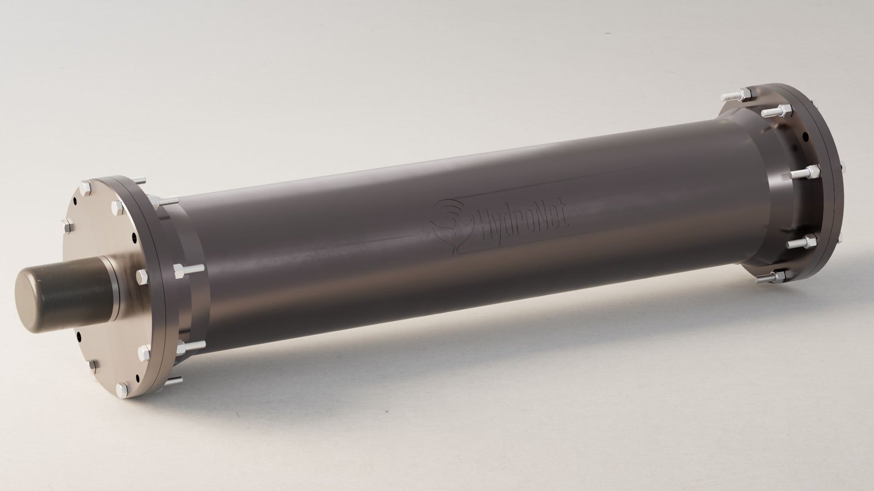 Hydronet Nexus node — pressure housing with end-cap connectors